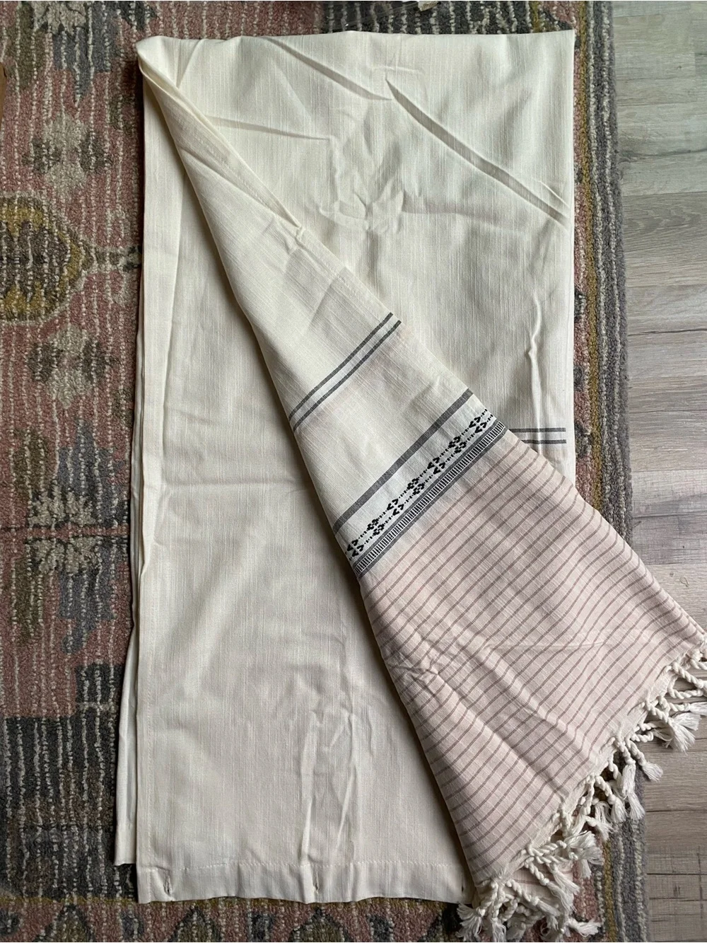 Hearth and Hand Cotton Shower Curtain Cream and Light Pink